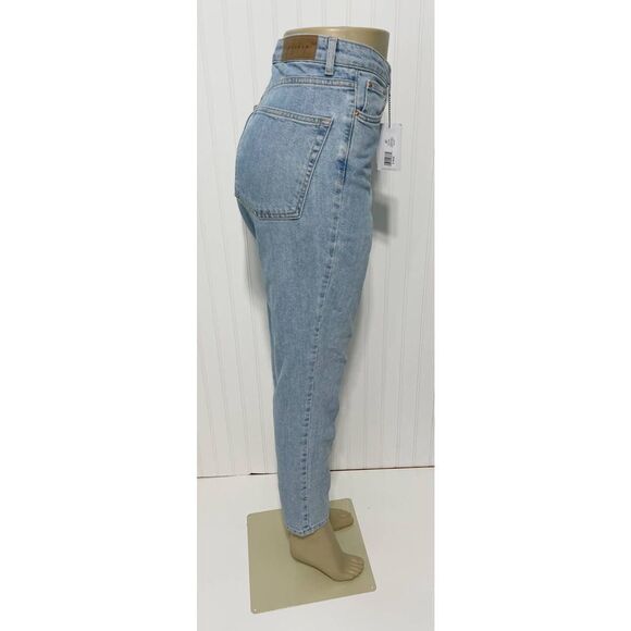 Topshop Premium Mom Jeans High Rise‎ High Waisted Light Wash Denim Blue 32 x 32 - Picture 5 of 15